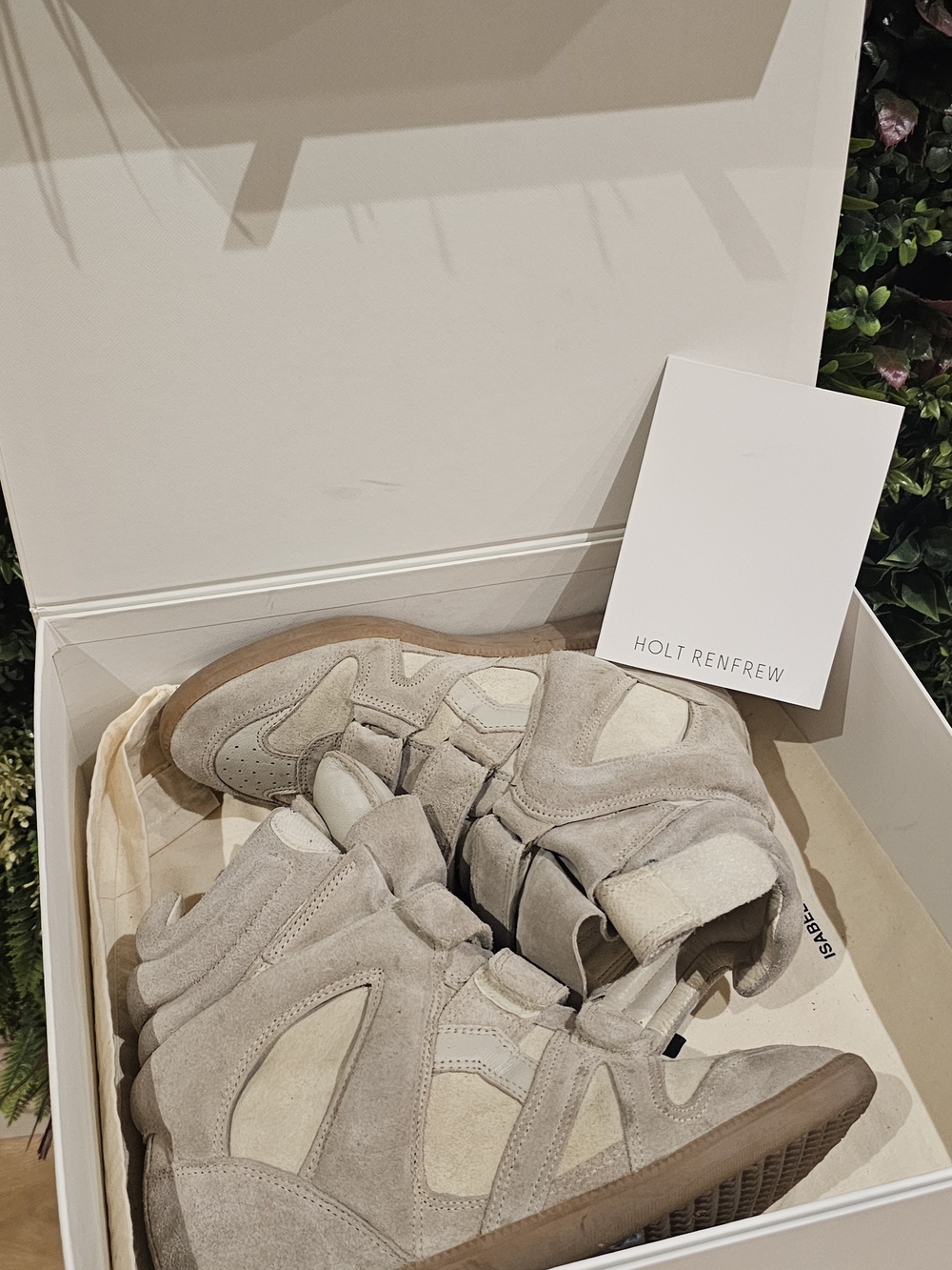 Isabel Marant Beige and Cream High-Top Wedge Sneakers